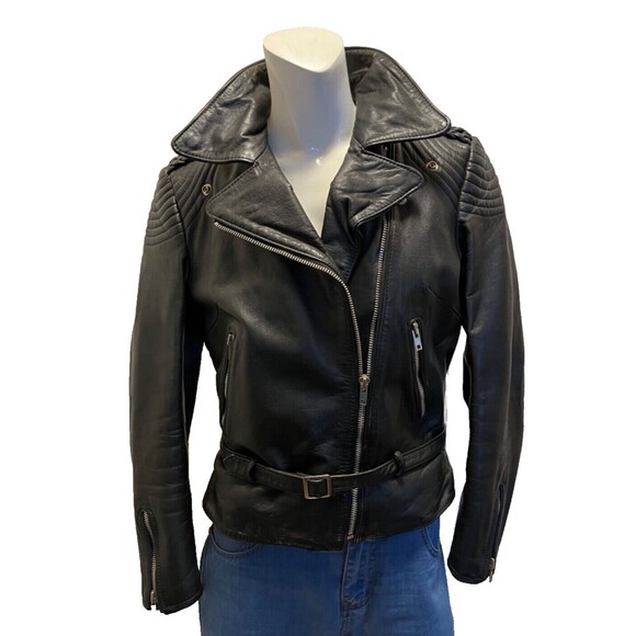 HARLEY DAVIDSON HEIN GERICKE Women's Vtg 80s Black Leather Motorcycle Jacket Sm - Picture 9 of 12
